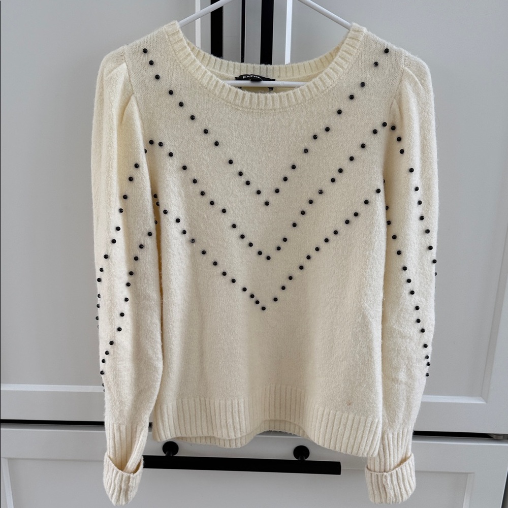 Express Cream Sweater with Black Detailing